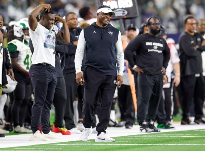 The dominant storyline behind national No. 2 DeSoto's 2022 state title run was that it was coach Claude Mathis' first. He and the Eagles (15-0) defended that crown in blowout fashion last fall after a season-defining November win over nationally ranked Duncanville.